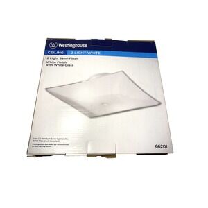 westing house 2 light semi flush white ceiling light with white glass 66201